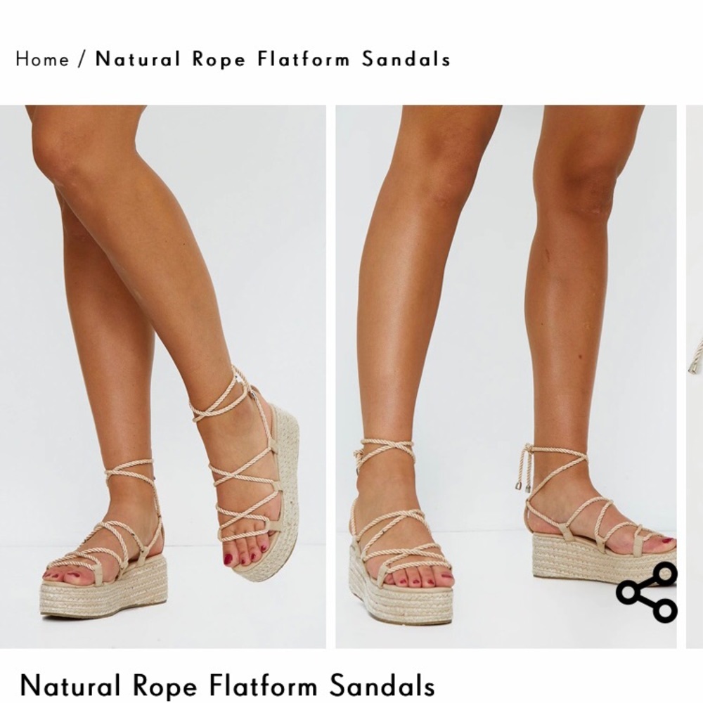 Natural Rope Flatform Espadrille Sandals